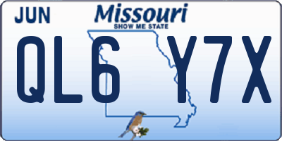 MO license plate QL6Y7X