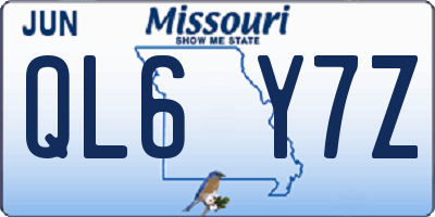 MO license plate QL6Y7Z