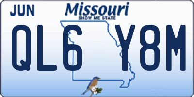 MO license plate QL6Y8M