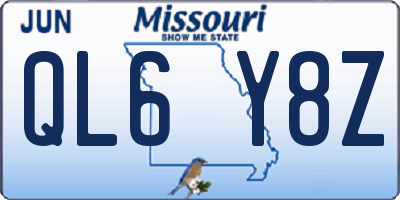 MO license plate QL6Y8Z
