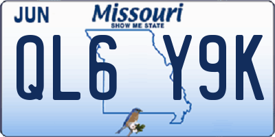 MO license plate QL6Y9K