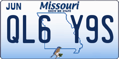 MO license plate QL6Y9S