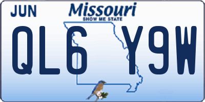MO license plate QL6Y9W