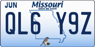 MO license plate QL6Y9Z