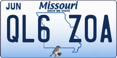 MO license plate QL6Z0A
