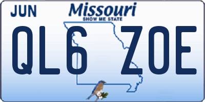 MO license plate QL6Z0E