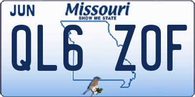 MO license plate QL6Z0F