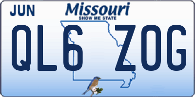 MO license plate QL6Z0G