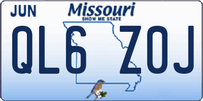 MO license plate QL6Z0J