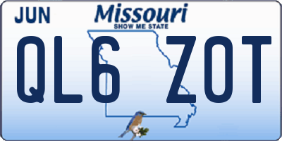 MO license plate QL6Z0T