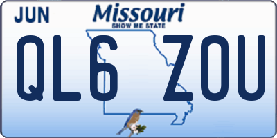 MO license plate QL6Z0U
