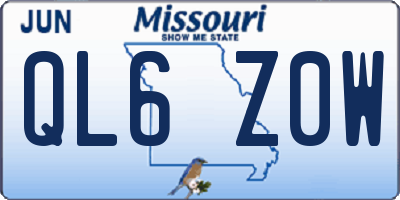 MO license plate QL6Z0W