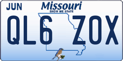 MO license plate QL6Z0X