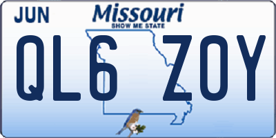MO license plate QL6Z0Y
