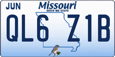 MO license plate QL6Z1B