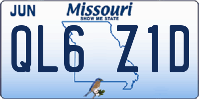 MO license plate QL6Z1D