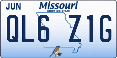 MO license plate QL6Z1G