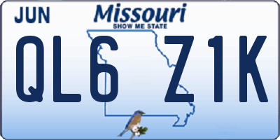MO license plate QL6Z1K