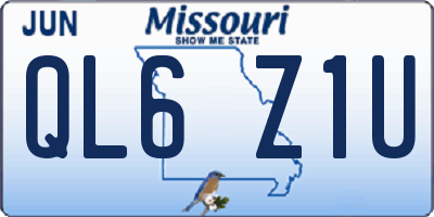 MO license plate QL6Z1U