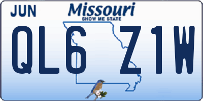 MO license plate QL6Z1W