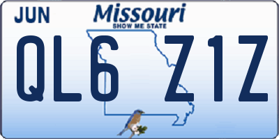 MO license plate QL6Z1Z