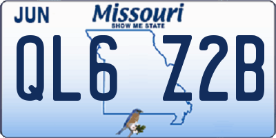 MO license plate QL6Z2B