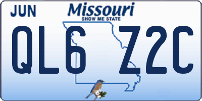 MO license plate QL6Z2C