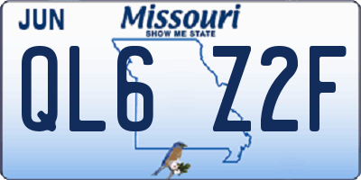 MO license plate QL6Z2F