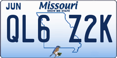 MO license plate QL6Z2K