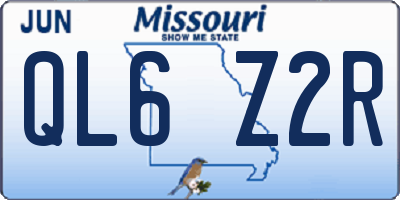 MO license plate QL6Z2R