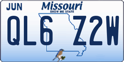 MO license plate QL6Z2W