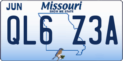 MO license plate QL6Z3A