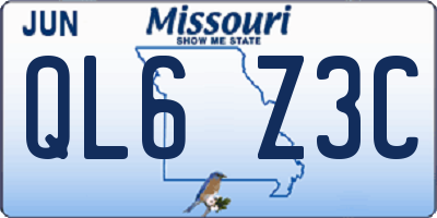 MO license plate QL6Z3C