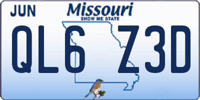 MO license plate QL6Z3D