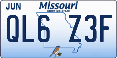 MO license plate QL6Z3F