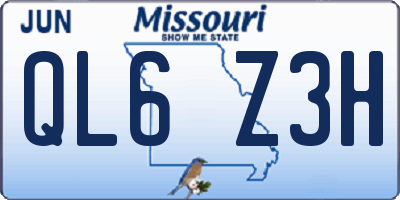 MO license plate QL6Z3H
