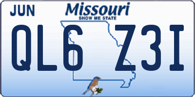 MO license plate QL6Z3I