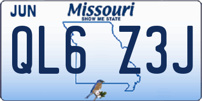 MO license plate QL6Z3J
