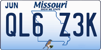 MO license plate QL6Z3K