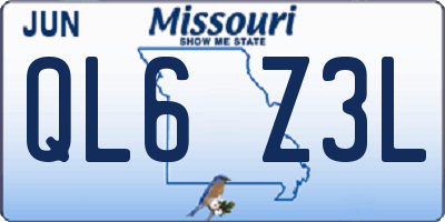 MO license plate QL6Z3L