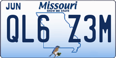MO license plate QL6Z3M