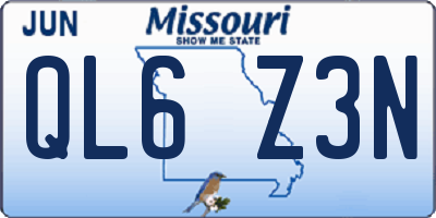 MO license plate QL6Z3N
