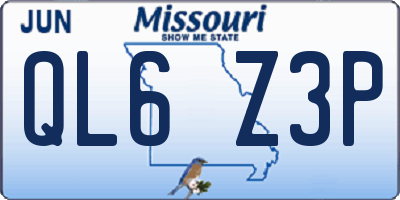MO license plate QL6Z3P