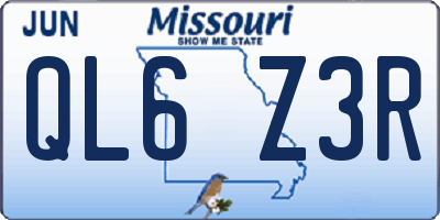 MO license plate QL6Z3R
