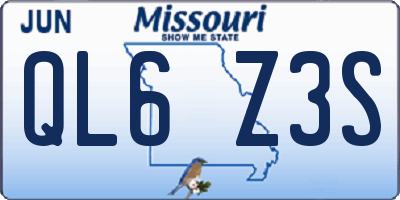 MO license plate QL6Z3S