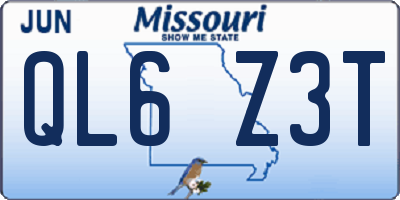 MO license plate QL6Z3T