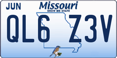 MO license plate QL6Z3V