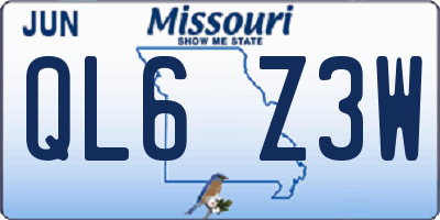 MO license plate QL6Z3W