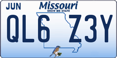 MO license plate QL6Z3Y