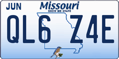 MO license plate QL6Z4E